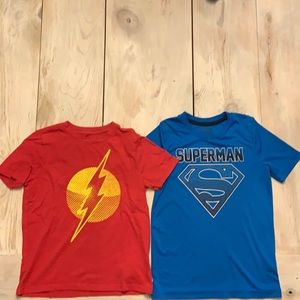 2 boys shirts, one size 7 (Jumping Beans brand from Kohl’s), one Gap size small